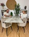 Jedálenský stôl s mramorovým efektom 140 x 80 cm biela/zlatá KENTON_850916