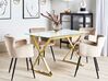 Glass Top Dining Table 120 x 70 cm Marble Effect and Gold ATTICA_850498