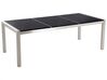 Conjunto de mesa com tampo triplo granito polido preto 220 x 100 cm e 8 cadeiras cinzentas GROSSETO_379792