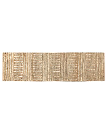 Jute tæppe beige 80 x 300 cm stribet mønster kort luv KAMBERLI