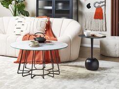 Sohvapöytä metalli marmorikuvio valkoinen/musta BERNIE Sohvapöytä metalli marmorikuvio valkoinen/musta BERNIE