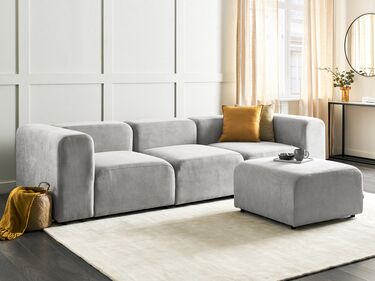 3-seters modulær sofa med ottoman kordfløyel Grå FALSTERBO