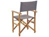 Conjunto 2 cadeiras de jardim madeira clara e 2 lonas cinzentas e padrão flamingo CINE_819422