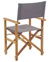 Set of 2 Acacia Folding Chairs and 2 Replacement Fabrics Light Wood with Grey / Flamingo Pattern CINE_819422