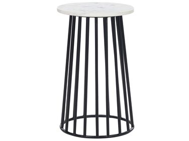 Wire Frame Side Table White Marble with Black TAREE