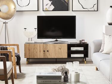 TV Stand Black with Light Wood ABILEN