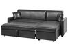 Left Hand Faux Leather Corner Sofa Bed with Storage Black OGNA_745881