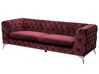 3 Seater Velvet Fabric Sofa Dark Red SOTRA_729778