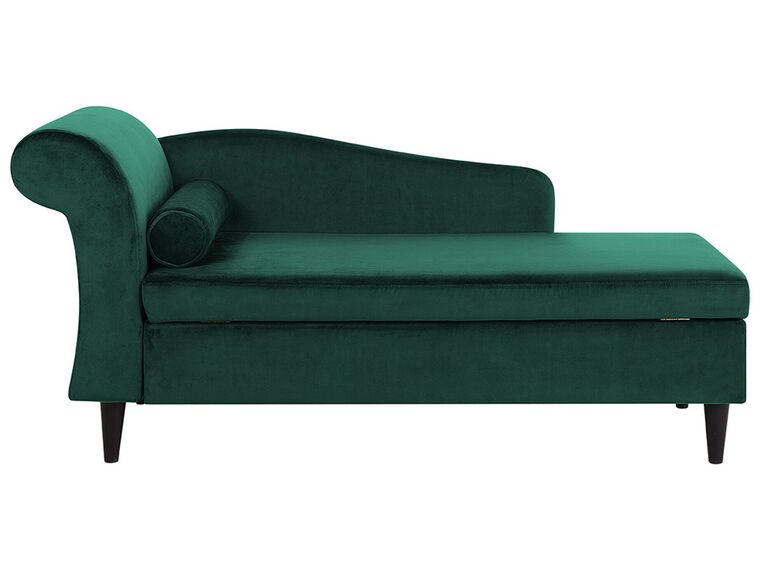 Chaise longue velluto verde smeraldo e legno scuro sinistra LUIRO_768745