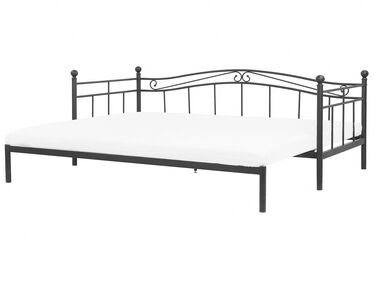 Łóżko wysuwane metalowe 90 x 200 cm czarne TULLE