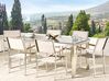 Conjunto de jardín mesa con tablero de piedra natural 180 cm con 6 sillas beige GROSSETO _428826