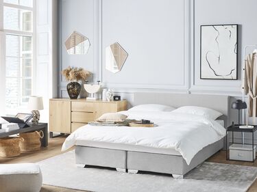 Fabric EU King Size Divan Bed Light Grey PRESIDENT