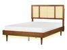EU Double Size Bed with LED Light Wood AURAY_901704