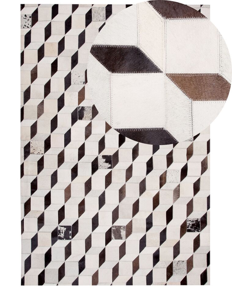 Dywan patchwork skórzany 140 x 200 cm biały ALPKOY_742785