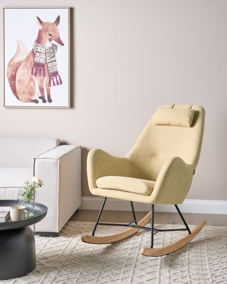 Fabric Rocking Chair Yellow ARRIE | Beliani.co.uk