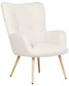 Boucle Wingback Chair with Footstool Off White VEJLE II_901564