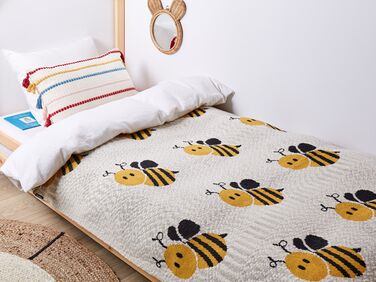 Cotton Kids Blanket Bees Motif 130 x 170 cm Beige DRAGAN