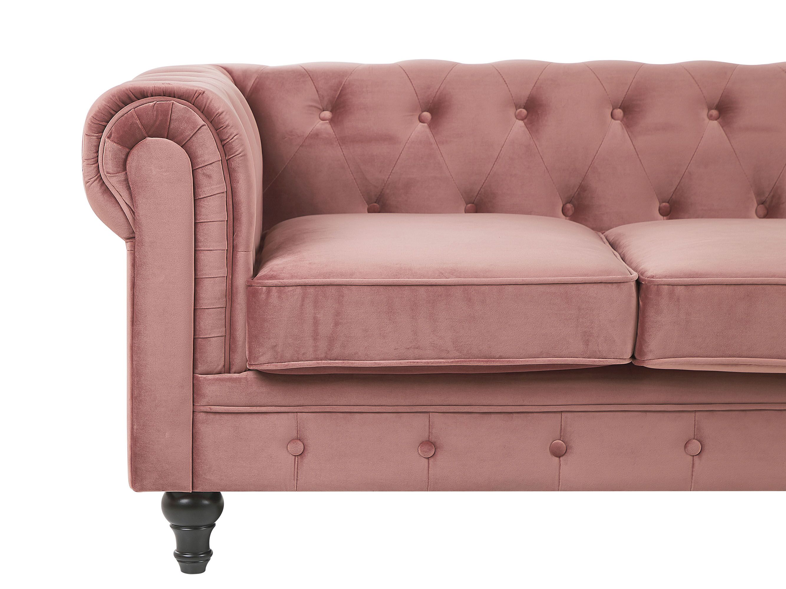 3 Seater Velvet Fabric Sofa Pink CHESTERFIELD Beliani.de