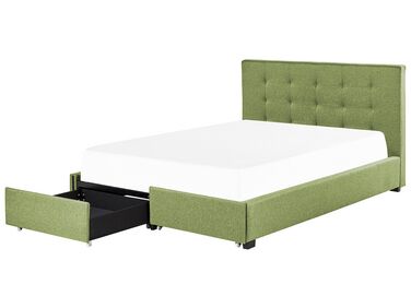 Fabric EU Super King Size Bed with Storage Green LA ROCHELLE