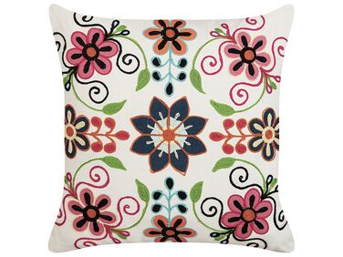 Embroidered Cotton Cushion Flower Pattern 50 x 50 cm Multicolour BAHRAICH