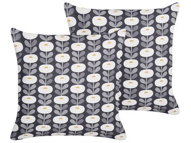 Set of 2 Outdoor Cushions Geometric Pattern 45 x 45 cm Grey VALSORDA