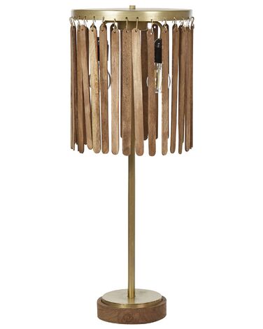 Tischlampe Mango Holz dunkelbraun / messing 77 cm Trommelform SABARI