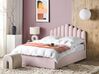 Polsterbett Samtstoff pastellrosa mit Bettkasten hochklappbar 140 x 200 cm VINCENNES_837321
