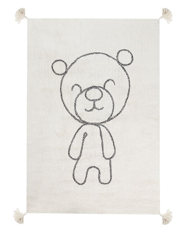 Detský bavlnený koberec so vzorom medvedíka 140 x 200 cm béžový ZORAKAN_906956