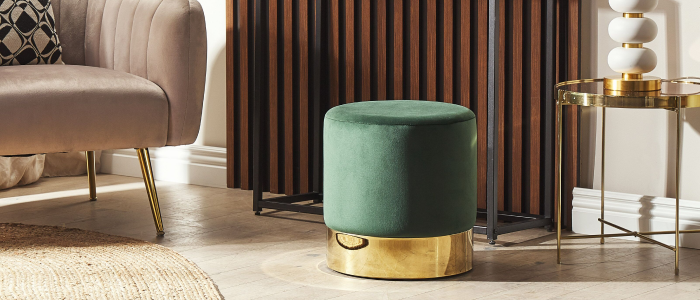 Pouf Rouge en Velours Tressé Moderne pour Salon …