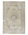 Teppich Baumwolle beige 140 x 200 cm orientalisches Muster Kurzflor ALMUS_892186
