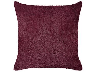Faux Fur Cushion 45 x 45 cm Burgundy PILEA