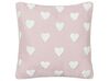 Set of 2 Cotton Cushions Embroidered Hearts 45 x 45 cm Pink GAZANIA_893219