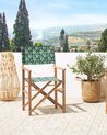 Conjunto 2 cadeiras madeira clara e 2 lonas creme e padrão oliveira CINE_819260