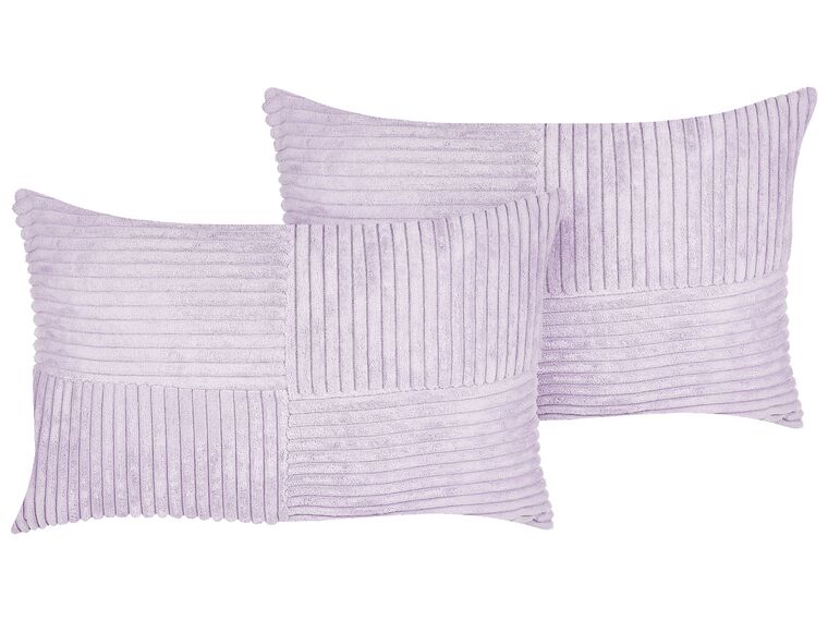 Lot de 2 coussins en velours côtelé violet 47 x 27 cm MILLET_854689