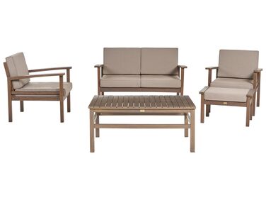 Lounge Set zertifiziertes Holz dunkelbraun 4-Sitzer Auflagen taupe MANILA