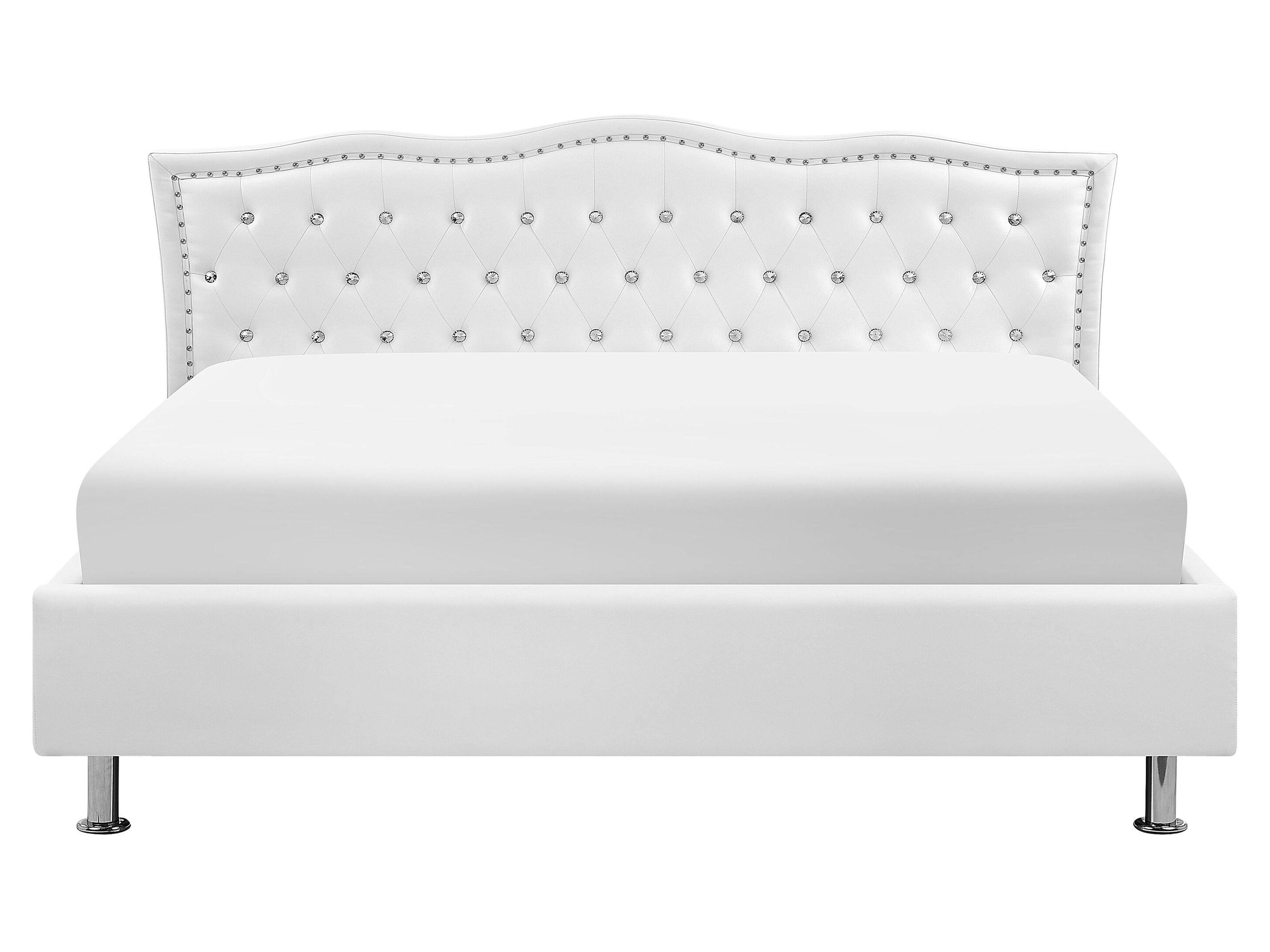 Faux Leather EU King Size Ottoman Bed White METZ Beliani.cz