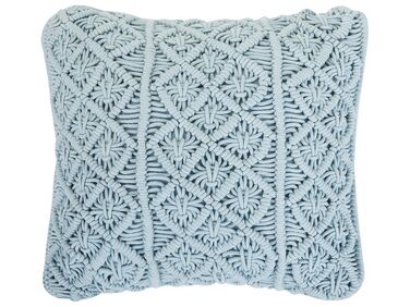 Cotton Macrame Cushion 45 x 40 cm Blue GOREME