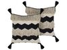 2 bawełniane poduszki w geometryczny wzór z frędzlami 45 x 45 cm beżowo-czarne HYDRANGEA_835291