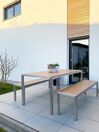 Zestaw ogrodowy stół i 2 ławki jasne drewno ze srebrnym NARDO_800286