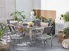 6 Seater Garden Dining Set Black Glass Top with Grey Chairs GROSSETO_677257