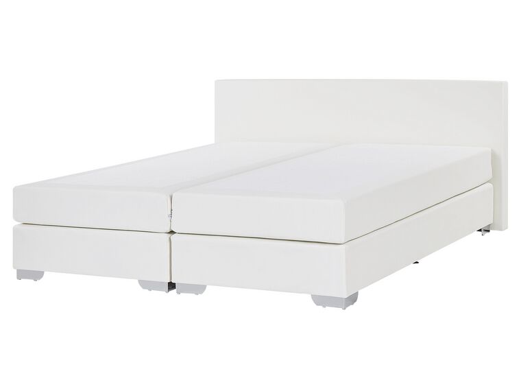 Biela kožená kontinentálna posteľ 160 x 200 PRESIDENT_707919