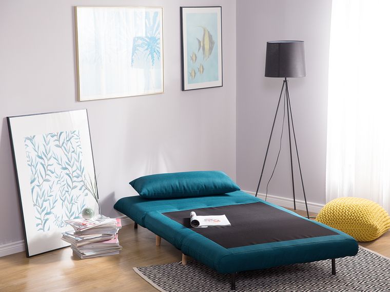 Fabric Single Sofa Bed Blue SETTEN Beliani.co.uk