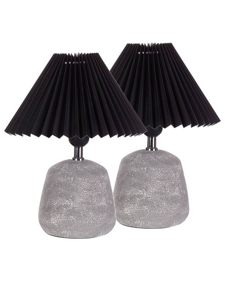 Set of 2 Ceramic Table Lamps Black ZEYI_898139