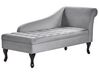 Right Hand Velvet Chaise Lounge with Storage Light Grey PESSAC_881796