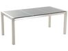Conjunto de mesa com tampo triplo granito polido cinzento 180 x 90 cm e 6 cadeiras creme GROSSETO_394319