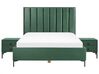 Sametová souprava nábytku postel 160 x 200 cm +2 noční stolky tmavě zelená SEZANNE_892535