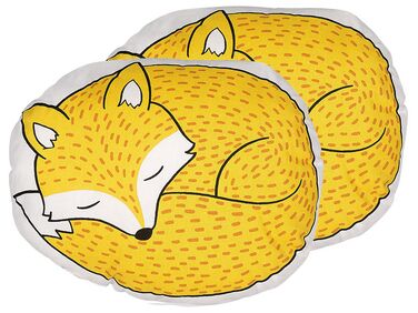 2 bawełniane poduszki dla dzieci lis 50 x 40 cm żółte DHANBAD