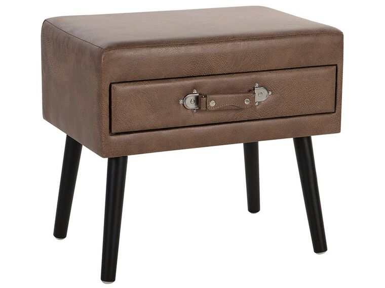 Faux Leather Side Table Brown EUROSTAR_719758