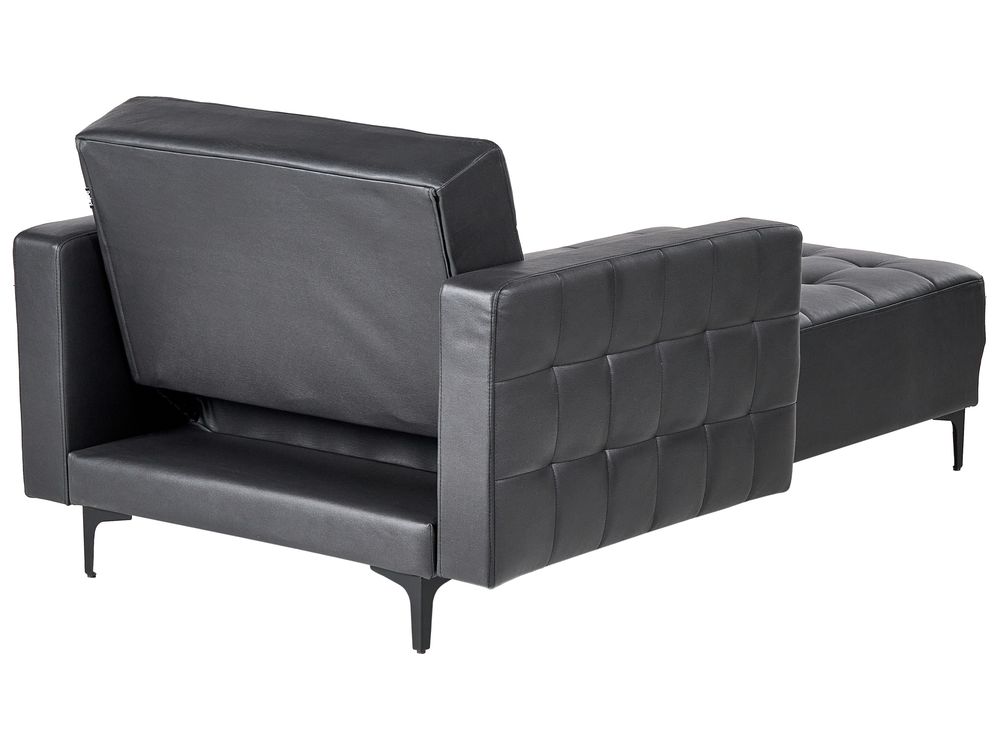 Faux Leather Chaise Lounge Black ABERDEEN Beliani.co.uk