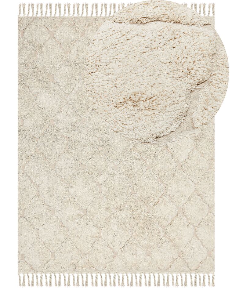 Alfombra de algodón beige claro 160 x 230 cm SILCHAR_839241
